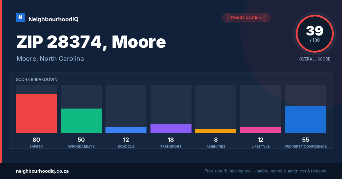 ZIP 28374, Moore report card